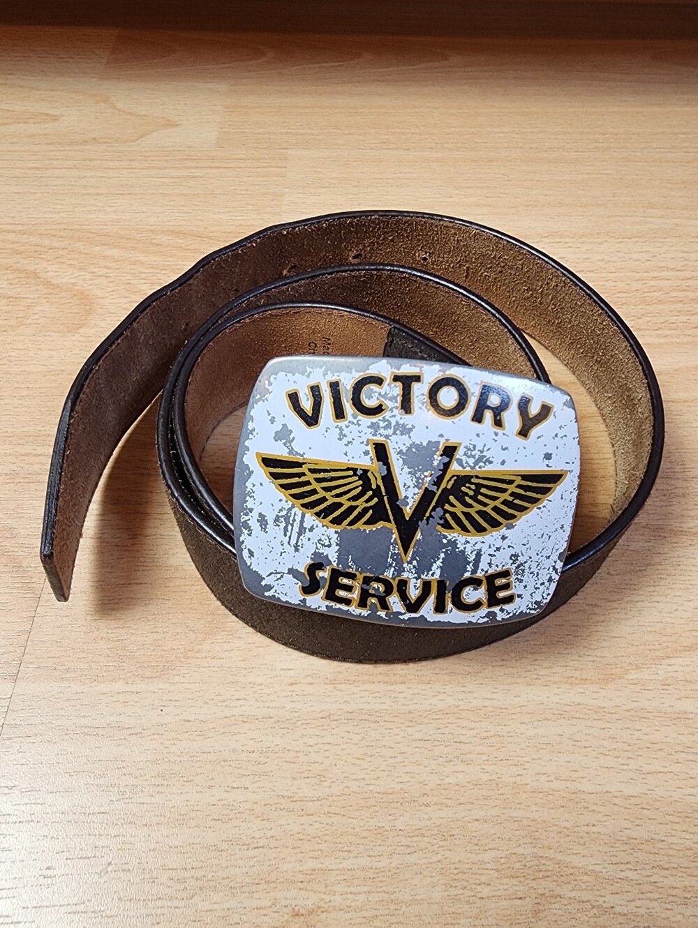 Victory Service Motorcycle Belt Buckle Leather Garage Biker Mechanic Retro 90s M